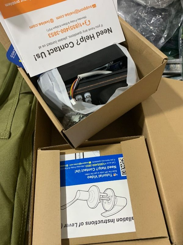 Photo 1 of Veise Fingerprint Door Lock with 2 Lever Handles - Keyless Entry Door Lock, Electronic Keypad Deadbolt, Digital Smart Code & Front Handle Sets, Auto-Locking, Easy Installation, Oil Rubbed Bronze