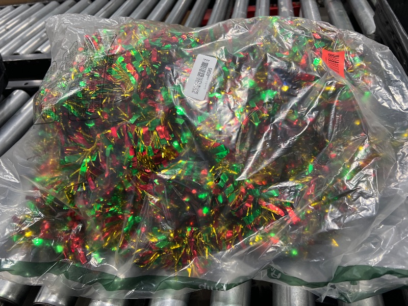 Photo 1 of Craftsatin 177 Feet Christmas Tinsel Garland Metallic Shiny Hanging Christmas Tree Tinsel Garland Ornaments for Indoor Outdoor Party Wedding Holiday(Red Green Gold)