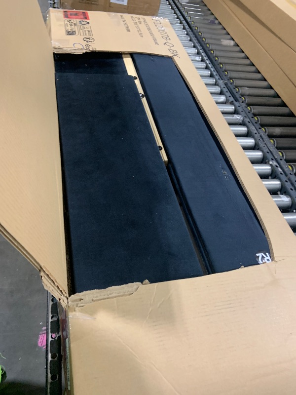 Photo 1 of **INCOMPLETE*SOLD FOR PARTS** Novilla Queen Bed Frame, Queen Size Bed Frame with Wooden Slats Support, Velvet Upholstered Headboard, No Box Spring Needed, Heavy Duty Feet, Easy Assembly, Black Velvet
