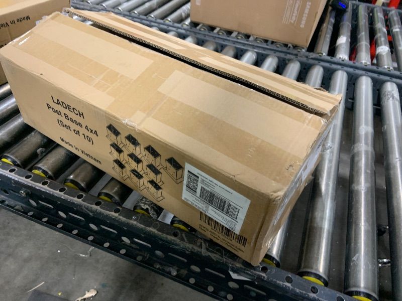 Photo 1 of (10 PCS) LADECH 4x4 Wood Fence Post Anchor Base, 2mm Thick Steel and Black Powder Coated,Come with Wood Screws and Concrete Anchors