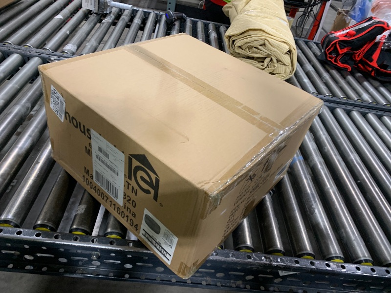 Photo 1 of Household Essentials Handwoven Resin Storage Stool Ottoman, 16" Dia. x 9" H, Gray