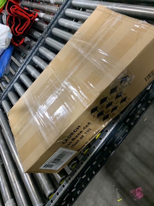 Photo 1 of (10 PCS) LADECH 4x4 Wood Fence Post Anchor Base, 2mm Thick Steel and Black Powder Coated,Come with Wood Screws and Concrete Anchors