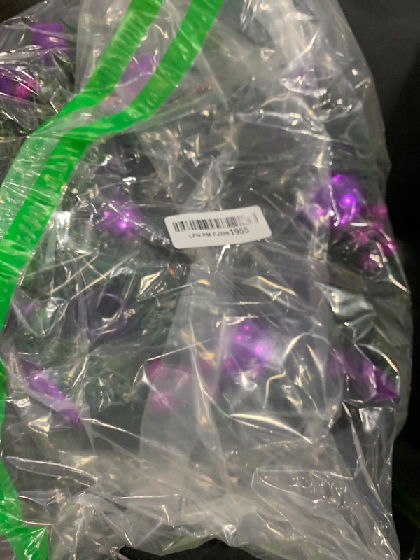 Photo 1 of [Safety Fire Retardant] Purple Christmas Advent Wreath Decoration, Lifelike Feel 4 Advent Candle Holder Centerpiece Christmas Decorations Gift for Church Holiday Home Indoor Ribbons Balls(No Candles)