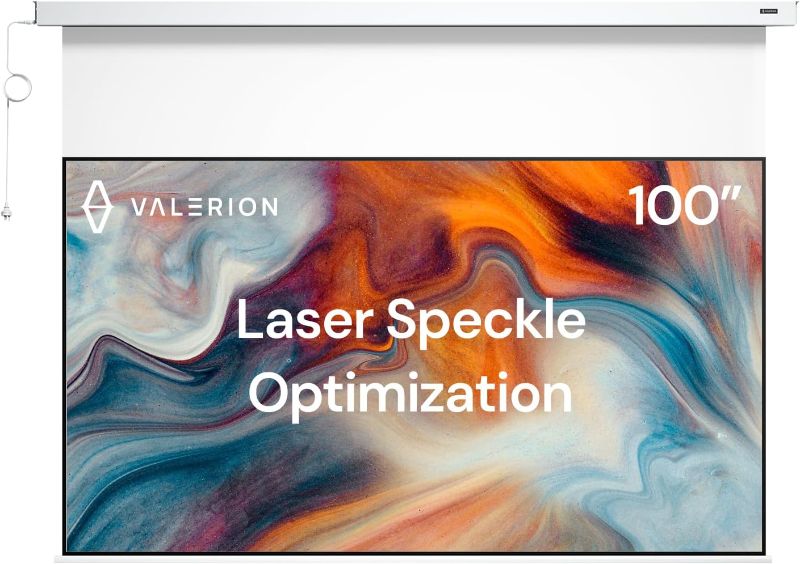 Photo 1 of 100" PureVision Motorized Projector Screen, Laser Speckle Reduction, Auto-Sync with Projector, 4K/8K UHD Ready, 20" Adjustable Drop, Black Backing for Enhanced Contrast, Long Throw Only