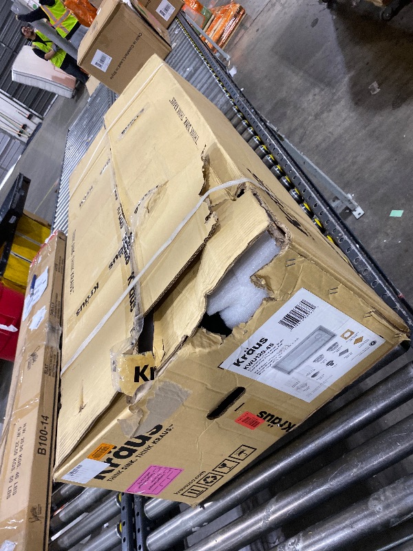 Photo 1 of *DAMAGE, DENTED** KRAUS Kore 2-Tier Workstation 45" Undermount 16 Gauge Single Bowl Stainless Steel Kitchen Sink with Accessories