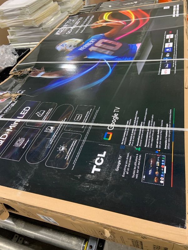 Photo 1 of SCREEN IS DAMAGED*********** TCL 75 Inch Class QM8K Series | Mini LED QLED 4K HDR | 75QM8K, 2025 Model | 120HZ-144HZ Anti Reflective Wide Angle Screen Smart Google TV Dolby Atmos | Voice Remote Alexa Gaming Streaming Television
