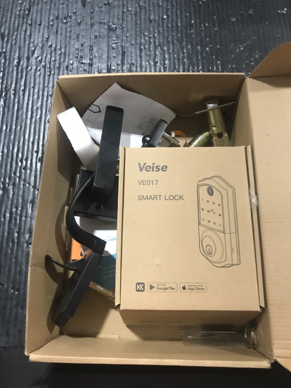 Photo 1 of Veise VE017-H Fingerprint Smart Front Door Lock Set, App Control, Keyless Entry Deadbolt with Handle, Smart Deadbolt, Emergency Power Port, Touchscreen Keypad, Auto Lock, Easy Install, Matte Black