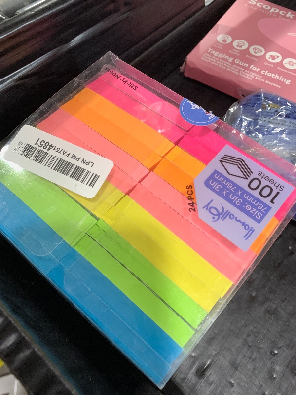 Photo 1 of (24 Pads) Sticky Notes 3x3 in 100 Sheets/Pad, Self-Sticky Note Pads, 6 Bright Colors Super Sticky Pads - Easy to Post for School, Office Supplies, Desk Accessories