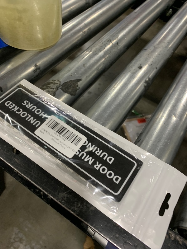 Photo 1 of (2 PACK) This Door To Remain Unlocked During Business Hours Sign, Self-adhesive Waterproof Aluminum Metal Signs for Indoor Outdoor Use (7x2 inch, Black)