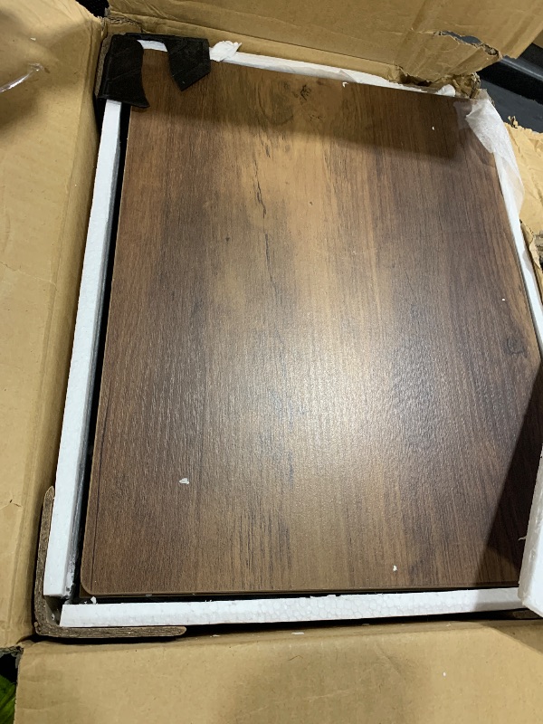 Photo 1 of **DAMAGED** Tltaroni Nightstand with 2 Drawers and Open Shelf Wood Bedside Table Gold Handles Storage Night Stand with Light for Bedroom, Black and Brown