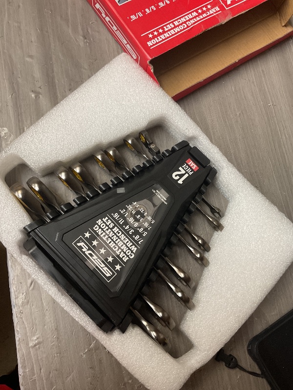 Photo 1 of **INCOMPLETE** Premium 12-Piece SAE Ratchet Wrenches Set with Magnetic Organizer 1/4"-7/8", 72-Tooth Ratcheting Wrench Set, Cr-V Steel Ratchet Combination Wrench Set for Automotive, Machine Repair