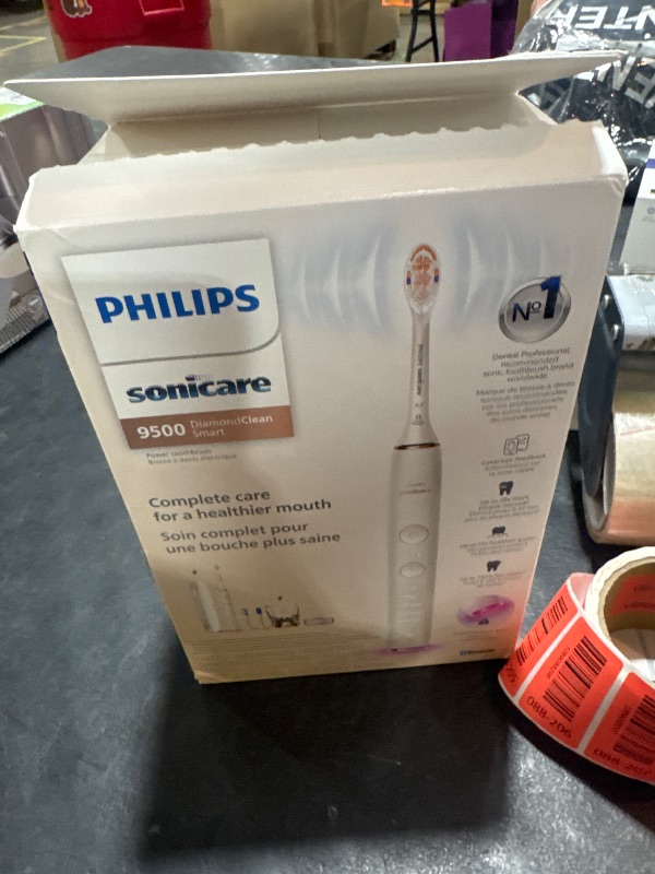 Photo 1 of Philips Sonicare DiamondClean Smart 9500 Electric Toothbrush, Sonic Toothbrush with App, Pressure Sensor, Brush Head Detection, 5 Brushing Modes and 3 Intensity Levels, Rosegold,