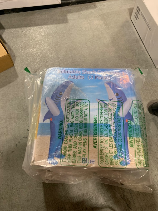 Photo 1 of Poptrend Adults Inflatable Halloween Costumes Blow Up Shark Costume for Halloween, Birthday Gift Cos Play Party (2 packs/Blue+Blue)