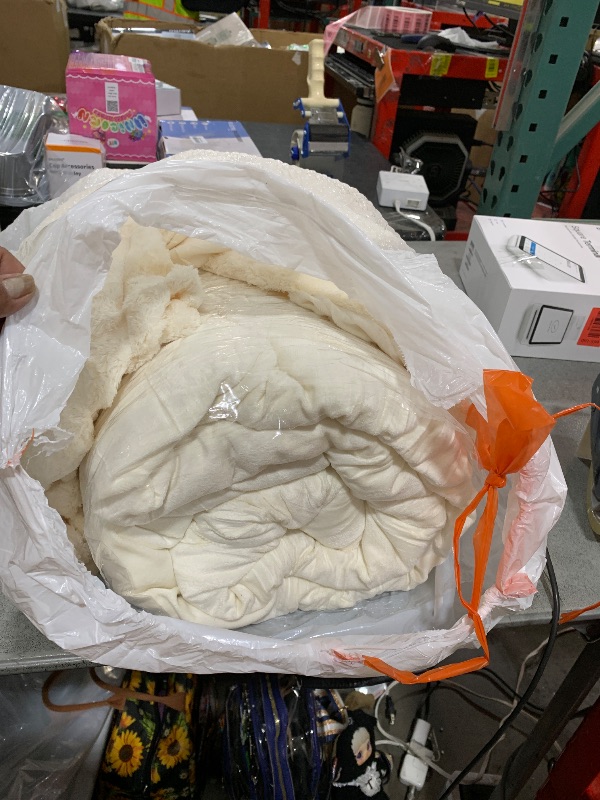 Photo 1 of BEDELITE Fleece Full Comforter Set -Super Soft & Warm Fluffy Cream White Bedding, Luxury Fuzzy Heavy Bed Set for Winter with 2 Pillow Cases