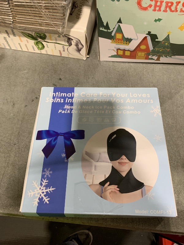 Photo 1 of ComfiTECH Cold Cap and Neck Ice Pack Wrap Gel Combo, Care Package for Head and Cervical, Medium