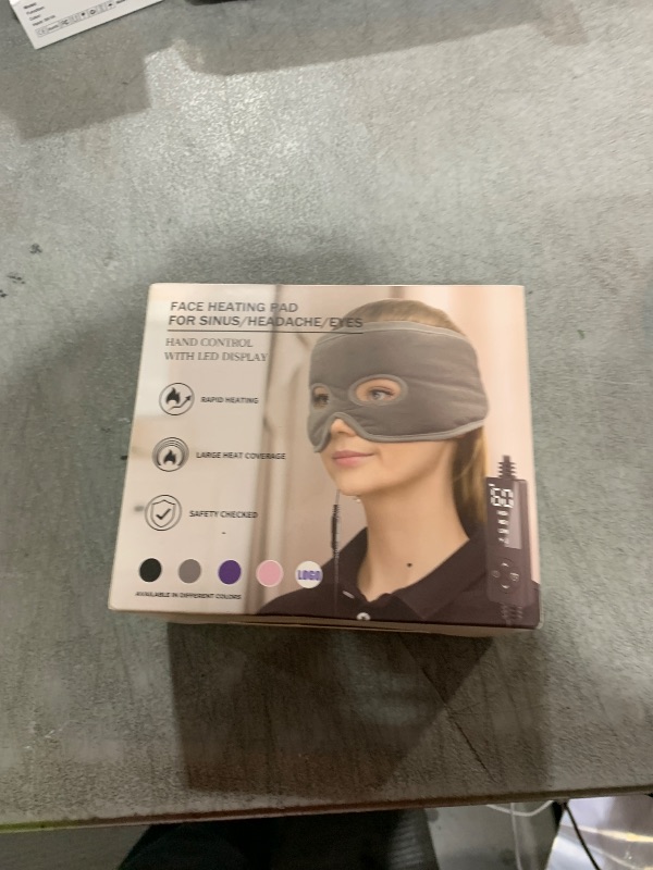 Photo 1 of Moist Heat Sinus Pressure Relief Mask with 3 Heat Settings, Extra Large Face Heating Pad for Eyes, Sinusitis, Hormone Migraine, Tension Headache Relief Black