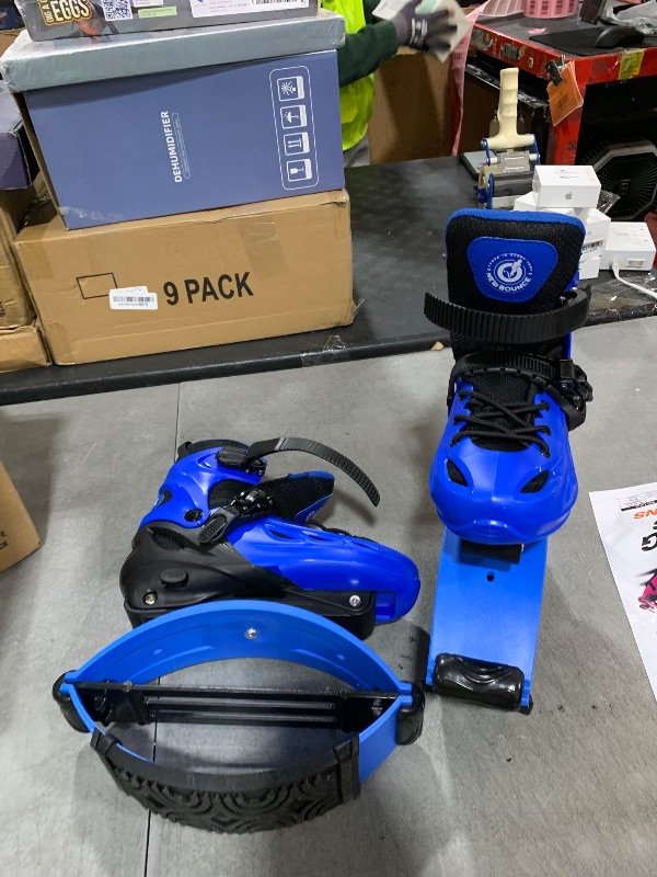 Photo 1 of New Bounce Jumping Shoes for Kids - Premium Moon Boots - Durable Kangaroo Jumpers - Strong, Safe and Adjustable Fit, Perfect for Exercise and Fun - New & Improved Edition (Large, Blue)