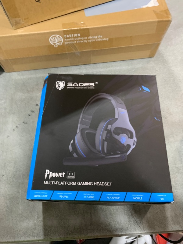 Photo 1 of Globalsades SA726 Stereo Gaming Headset for Xbox One PS4 PS5 Controller, Over Ear Headphone with Mic Noise Cancelling Headset for PC Xbox Series (Black Blue)