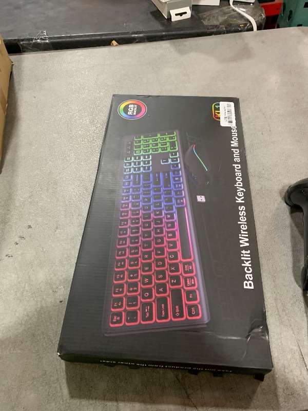 Photo 1 of Wireless Keyboard and Mouse Combo, RGB Backlit, Rechargeable & Light Up Letters, Full-Size, Soft Typing, Sleep Mode, 2.4GHz Quiet Keyboard Set for Mac, Windows, Laptop, PC, Trueque (Black)