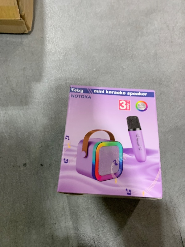Photo 1 of Mini Karaoke Machine Speaker for Kids Adults,Portable Bluetooth with 1-2 Wireless Microphones,Christmas Birthday Gifts Toys Girls Boys Ages 4, 5, 6,7, 8,9,10,11,12+ Years Old Toddler (Purple - 2 Mic)