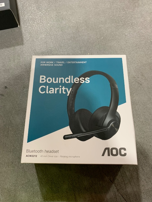 Photo 1 of AOC Wireless Headset with Mic for Work, Bluetooth 5.4 Headphones with Noise Canceling Microphone, USB C, 30H, Clear Calls & Mic Mute for PC, Laptop, Cell Phones, Zoom - Black