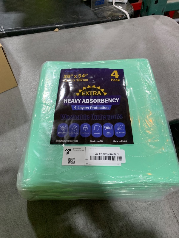 Photo 1 of 4 Pack 36” x 54” Extra Heavy Absorbency Washable Underpads, Waterproof Nursing Pads Incontinence Bed Pads, Reusable Washable Pee Pads for Dogs, Diaper Changing & Adults, Mattress Protector