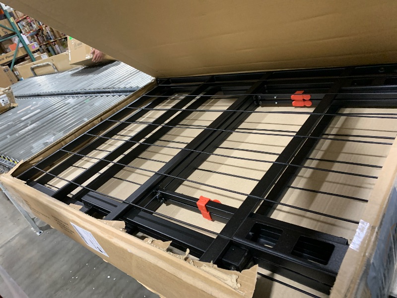 Photo 1 of Amazon Basics Bed Frame with Storage, Foldable Metal Platform, Sturdy Steel, No Box Spring Needed, 18 Inches High, Tool-Free Setup, Queen Size, Black