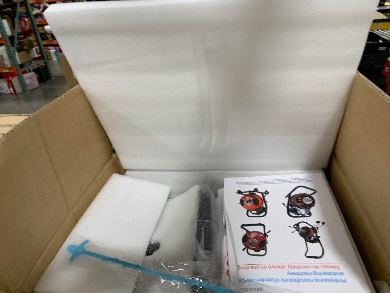 Photo 1 of 50FTx1/2 Inch Drain Cleaner Machine, Sewer Snake Electric Drain for 2" to 4" Pipes, Plumbing Snake Auger Cleaner with Wheels & 6 Cutter & Foot Switch for Sewer, Sink, Toilet, Bathroom and Shower