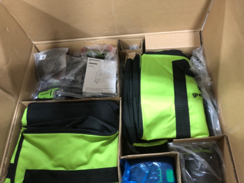 Photo 1 of Greenworks 24V Brushless 10PC Power Tool Combo, Drill+Impact Driver+Circular Saw+Recip Saw+Jig Saw+Sander+Light+Multi-Tool+Nailer+Grinder (2) 4.0Ah+2.0Ah Batteries (24,000mAh Power Bank) USB-C Charger