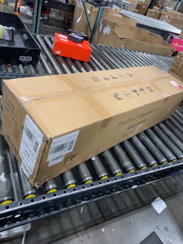 Photo 1 of ZSMINGHUI Rectangle K9 Crystal Chandelier Modern Rectangular Pendant Lighting Fixture for Dining Room Kitchen Island Bedroom Black 40'' 8-Light E12