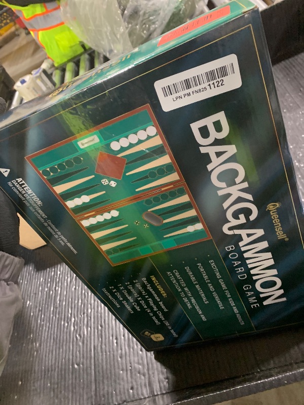 Photo 1 of Premium 15 Inch Backgammon Set for Adults – Classic Faux Suede Leather Backgammon Board with 32 Chips, Dice Cups & Doubling Cube