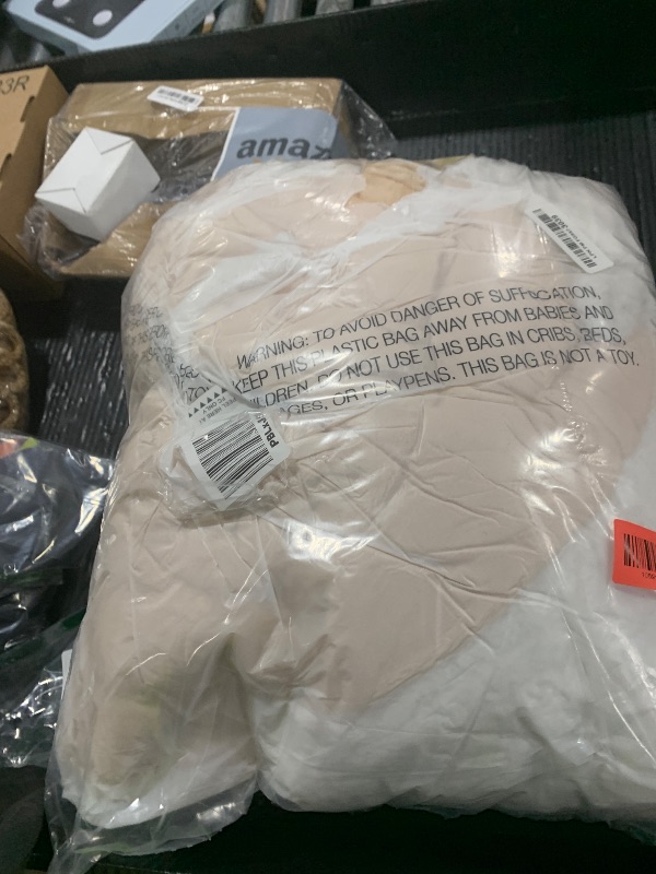 Photo 1 of Butizone Heated Throw Blanket with Sleeves, Wearable Electric Blanket with Foot Pocket, 6 Adjustable Heat Settings, 70 * 50", Cozy Flannel and Sherpa, Beige