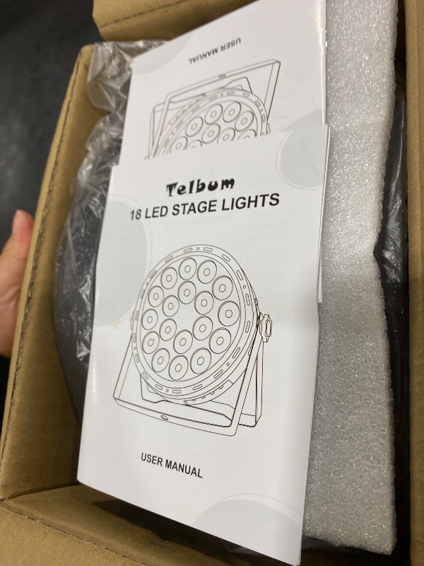 Photo 1 of Telbum DJ Par Lights DMX, 70W 18LEDs RGBW Stage Par Light with Rainbow LED Strip Remote Control, Sound Activated Wash Light Uplights for Events Wedding Church Dance Party Club Music Live Show - 2Pack