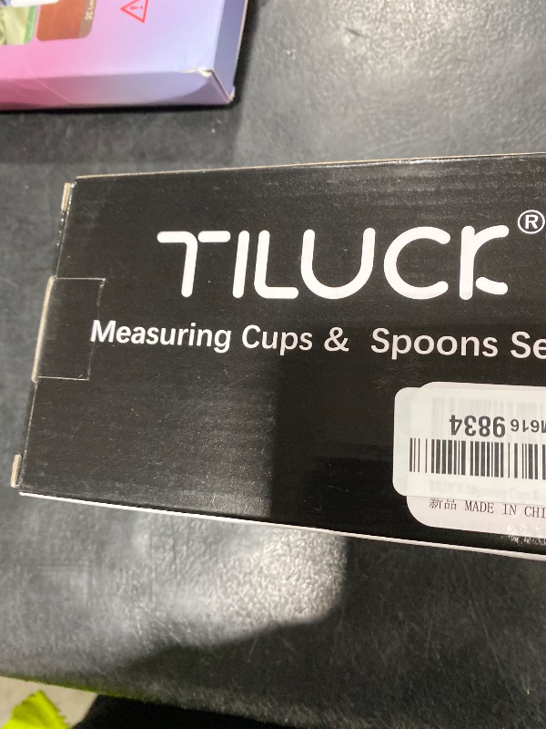 Photo 1 of TILUCK Measuring Cups & Spoons Set, Stackable Cups and Spoons, Nesting Measure Cups with Stainless Steel Handle, Kitchen Gadgets for Cooking & Baking (Black)
