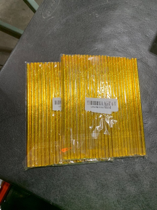 Photo 1 of 100 Pack Gold Paper Straws - Biodegradable, Disposable Straws for Birthday, Bridal, Baby Shower & Wedding Party Supplies