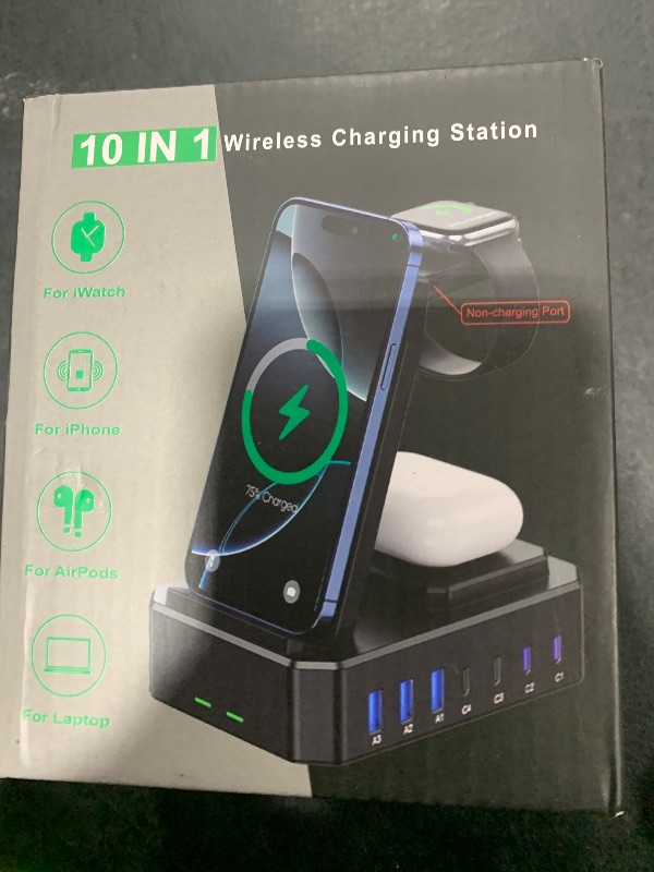 Photo 1 of 300W Charging Station for Multiple Devices Apple,10 in 1 Wireless Charger for iPhone,GaN III USB C 65W PD Fast Charging Stand Dock for MacBook,iWatch&Airpods (Wireless Charging Only for Apple)