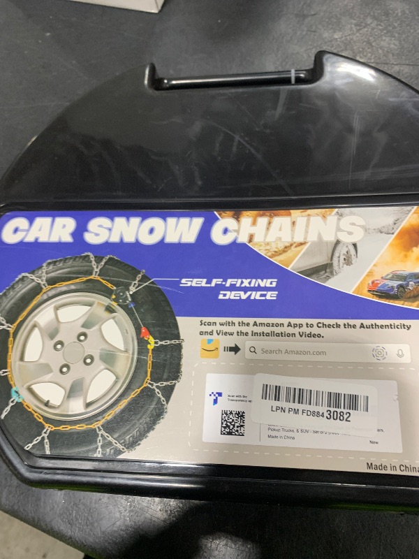 Photo 1 of Snow-Chains Auto Fixing 1 Min Quick Fit Easy Installation Tire-Chains, Portable Reusable Universal Emergency Tire Traction Chain for Passenger Car, Pickup Trucks and SUV - Set of 2