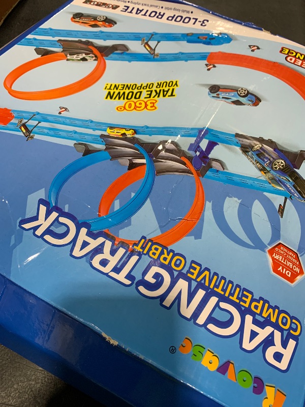 Photo 1 of ?Slot Car Race Track Sets with 360° Thrill Loops & 4 High-Speed Cars, 64 Pcs Large Flexible Racing Track for Kids Ages 3-5 4-8 8-12, Race Car Toys Gift for Boys Girls Birthday Christmas