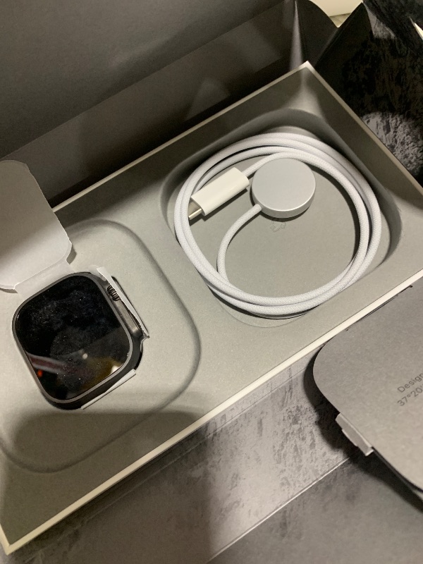 Photo 1 of Apple Watch Ultra 2 [GPS + Cellular 49mm] Smartwatch, Sport Watch with Black Titanium Case with Dark Green Alpine Loop - M. Fitness Tracker, Precision GPS, Action Button, Carbon Neutral