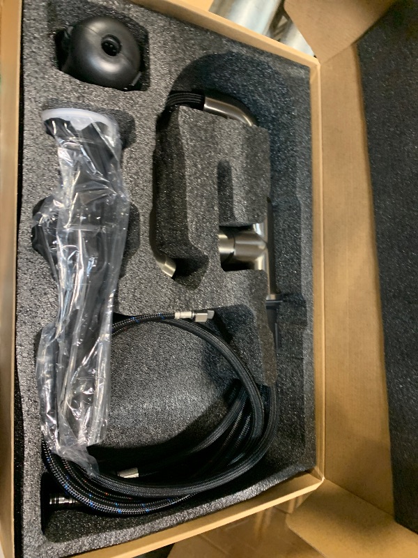 Photo 1 of **UNTESTED**
KENES Single Hole Bathroom Faucet with Pull Out Sprayer, Brushed Nickel Single Handle Pull Down Bathroom Faucets, Vanity Faucet with Pop Up Drain & Deck Plate, LJ-9055A