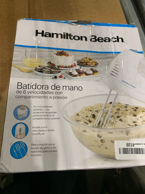 Photo 1 of ***** ONLY WHISK******Hamilton Beach 6-Speed Electric Hand Mixer with Whisk, Traditional Beaters, Snap-On Storage Case, 250 Watts, White  ***THE BLENDER  IS MISSING***