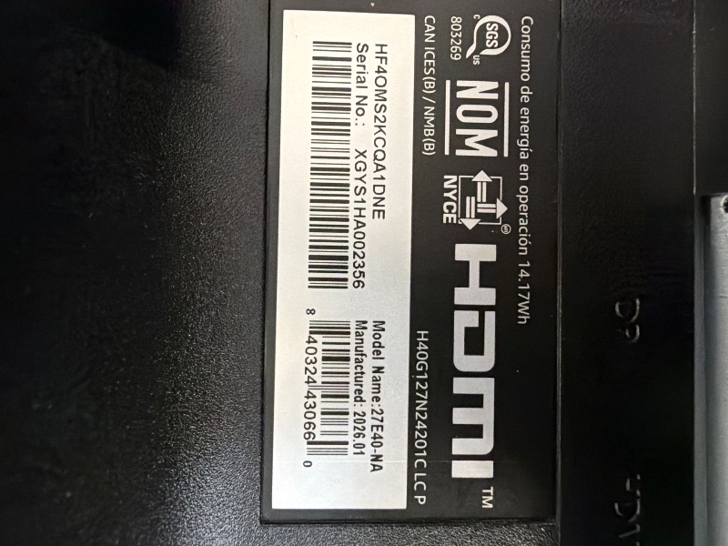 Photo 1 of ** SOLD AS IS, NO REFUND/RETURN** XSEE COMMENTS!
Amazon Basics 27-inch Computer Monitor, 120 Hz, 1080P, IPS, HDMI, DisplayPort, VESA Compatible for Office, Home