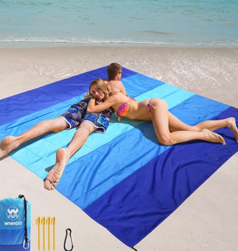 Photo 1 of ** SIMILAR IMAGE***WIWIGO Beach Blanket Waterproof Sandproof Beach Mat 79" X 83"/10'x9'for 2-8 Adults Quick Drying Outdoor Picnic Mat Beach Accessories for Travel, Camping, Hiking