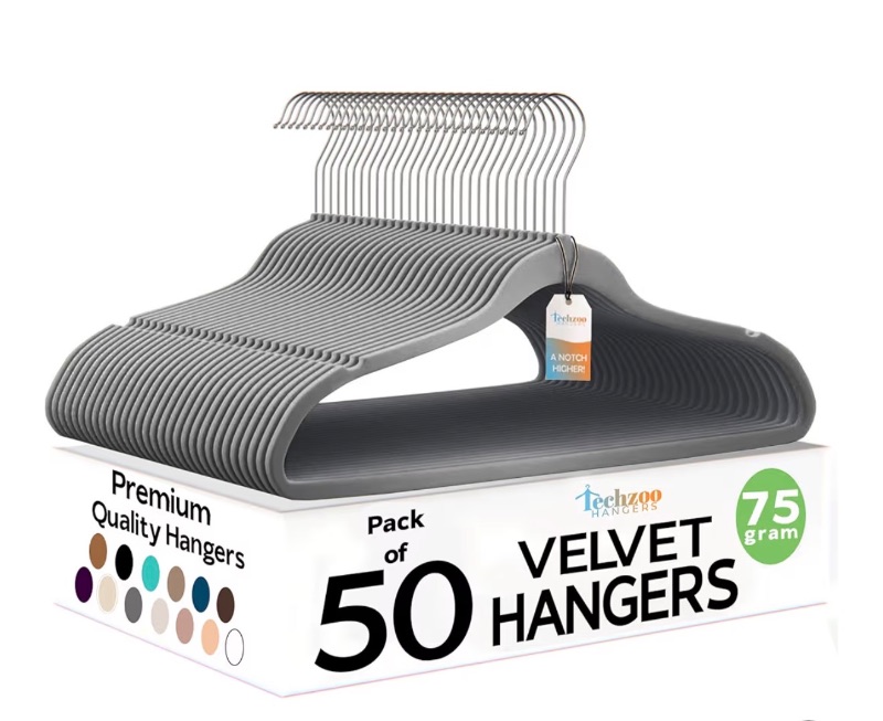 Photo 1 of ** SIMILAR IMAGE**Techzoo Premium Velvet Hangers 48 Pack Ultra Thin Non Slip Adult Felt Space Saving Slim Suit Hanger for Closet Heavy Duty Coat Pants Jackets Dress Hangers 360° Swivel Hook Hold Upto 10 lbs Gray