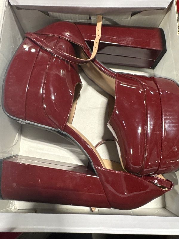Photo 1 of **MINOR DAMAGE**
DREAM PAIRS Women’s High Chunky Platform Closed Toe Block Heels Square Toe Ankle Strap Dress Wedding Party Pumps Shoes Aurelia,Size 9.5,Burgundy,SDPU2319W