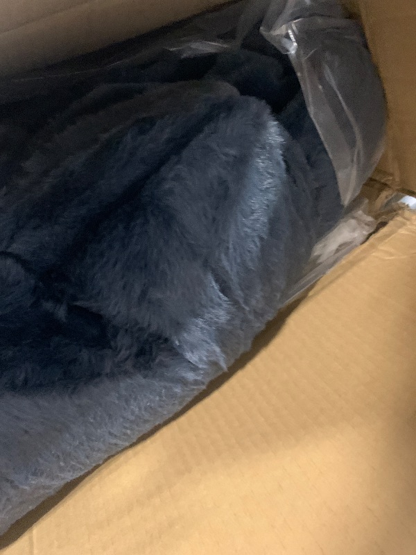 Photo 1 of **USED - MINOR DAMAGE**
LITA Modern Accent Leisure Upholstered Sofa Chair, Lounge Reading Chair with Armrests and a Side Pocket for Living Room, Bedroom & Small Space, Plush Navy