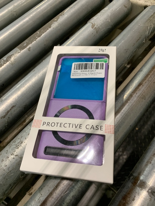 Photo 1 of **DIRTY**
XIMAND for Samsung Galaxy Z Flip 7 Case with Spring-Loaded Retractable Hinge Protection & Built-in Front Screen Protector & Kickstand, Magnetic Compatible with Magsafe.(Purple)