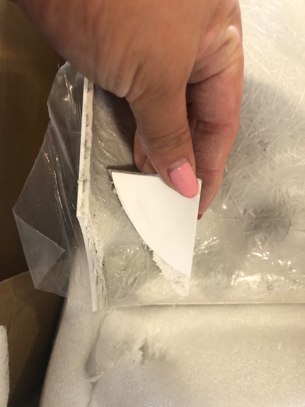Photo 1 of **** SOME OF THE EDGES ARE BROKEN, PLEASE SEE PICTURES****
DreamLine SlimLine 32 in. D x 60 in. W x 2 3/4 in. H Right Drain Single Threshold Shower Base in White, DLT-1132602