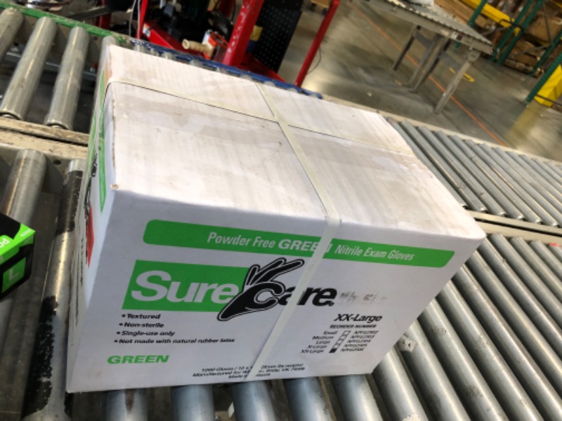 Photo 1 of ***FACTORY SEALED***
Powder Free Green Nitrile Exam Gloves 2XL 1000 Gloves (10 Boxes of 100 Gloves)