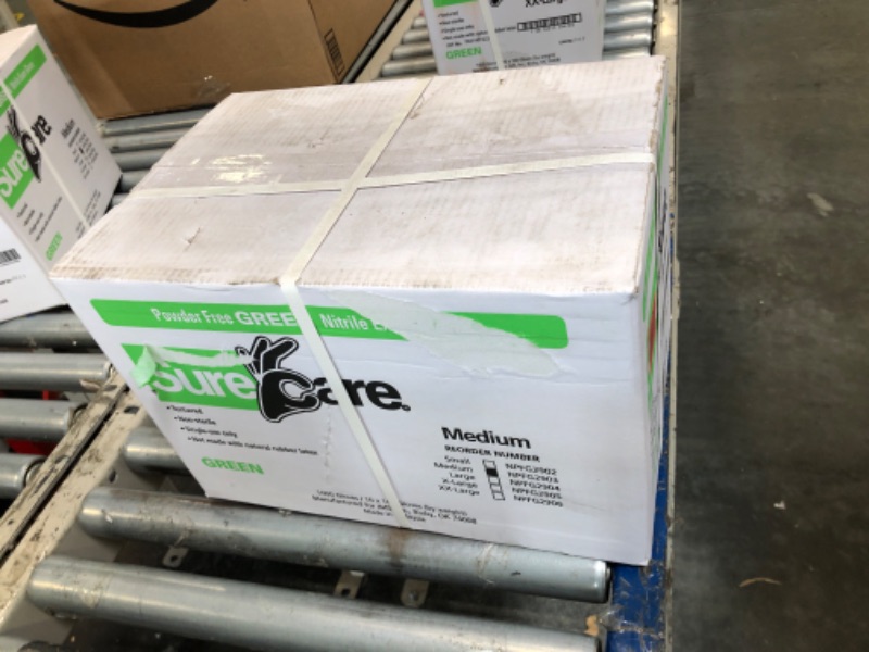 Photo 1 of ***FACTORY SEALED***
Powder Free Green Nitrile Exam Gloves Medium 1000 Gloves (10 Boxes of 100 Gloves)